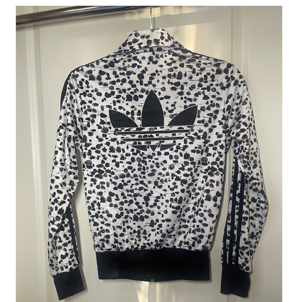 Adidas Originals Women Track Jacket Black White Ink Blot Trefoil Print - Picture 4 of 8